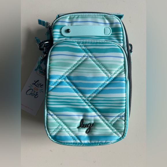 LUG SKEETER MINI BRIDGE CONVERTIBLE CROSSBODY LOVE WAVES AQUA NWT - Picture 2 of 6